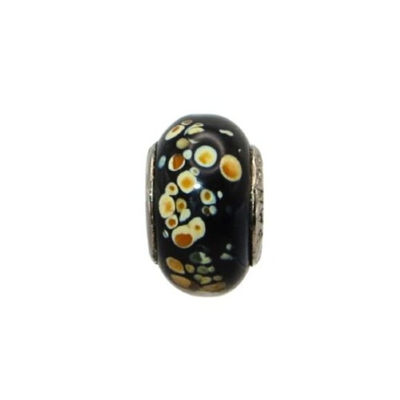 Pandora Rare! Klint -style Black with Multicolored Murano Glass & SS .925 Charm - Picture 1 of 4